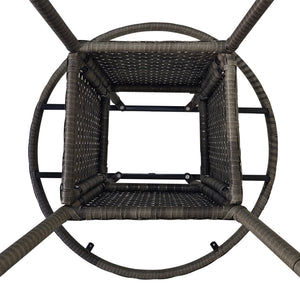 70 cm Outdoor Dining Table, PE Rattan Patio Table with Wood-plastic Composite Top for Balcony, Garden, Grey