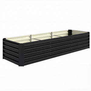 Galvanized Raised Garden Bed, 8 x 2.6 x 1.5ft Rectangular Planter Box, Reinforced Outdoor Raised Bed with Open Bottom for Vegetables, Flowers, Herbs, Black