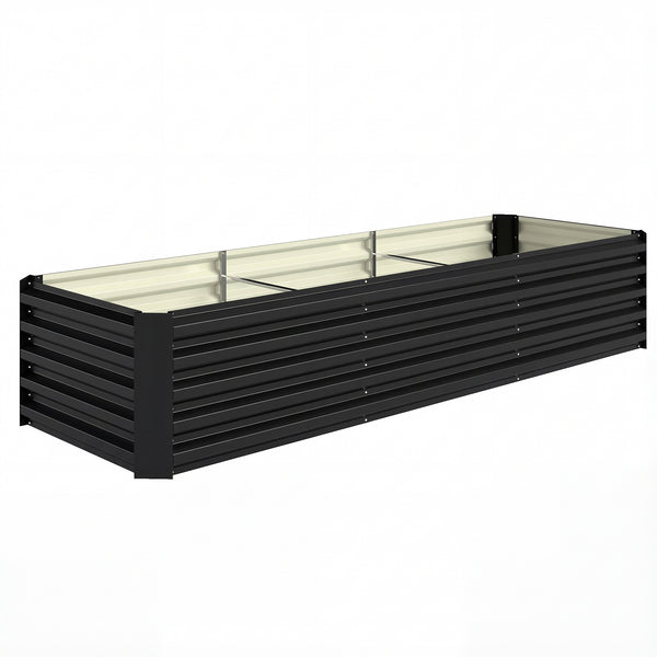 Galvanized Raised Garden Bed, 8 x 2.6 x 1.5ft Rectangular Planter Box, Reinforced Outdoor Raised Bed with Open Bottom for Vegetables, Flowers, Herbs, Black