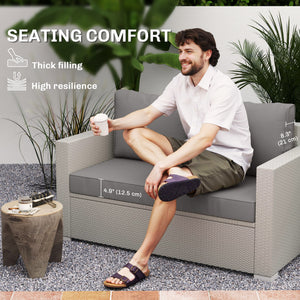 2 Seater Outdoor Seat Cushions with Backrest, Loveseat Double Sofa Outdoor Furniture Cushions, Fade-Resistant Replacement Patio Cushions for Indoor and Outdoor, Light Grey
