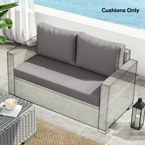 2 Seater Outdoor Seat Cushions with Backrest, Loveseat Double Sofa Outdoor Furniture Cushions, Fade-Resistant Replacement Patio Cushions for Indoor and Outdoor, Light Grey