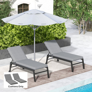 Chaise Lounge Cushions Outdoor Set of 2, Fade Resistant, 72 x 21 x 3 In Sun Lounger Replacement Cushions, Patio Lounge Chair Pads with Removable Cover for Pool, Beach, Deck, Lawn, Gray
