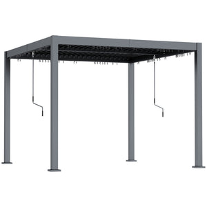 10' x 10' Louvered Pergola with Adjustable Metal Roof and Aluminum Frame, Outdoor Pergola Hardtop Gazebo with Drainage System, Water and UV Proof for Deck Backyard Patio