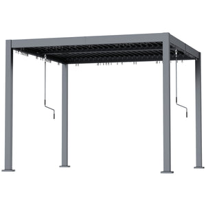 10' x 10' Louvered Pergola with Adjustable Metal Roof and Aluminum Frame, Outdoor Pergola Hardtop Gazebo with Drainage System, Water and UV Proof for Deck Backyard Patio