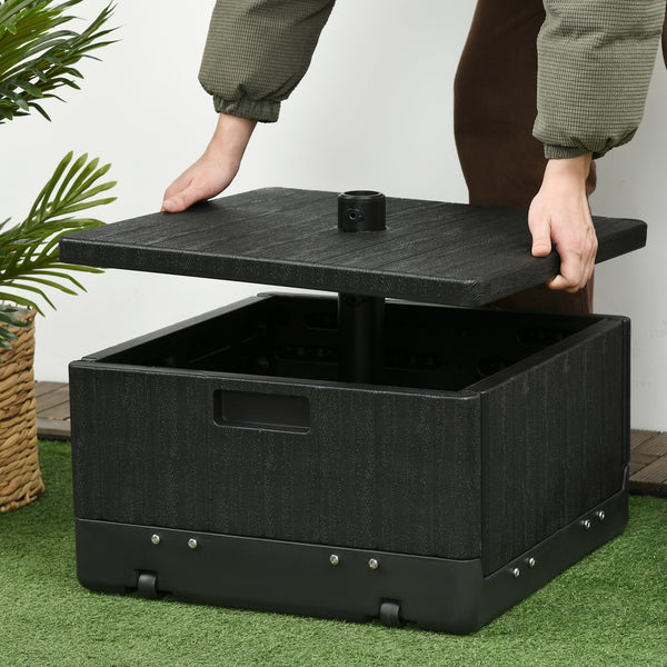 175lbs Heavy Duty Patio Umbrella Base with Wheels, 3-in-1 Market Umbrella Stand, Outdoor Side Table, Planter Box for Garden, Backyard, Black