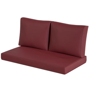 2 Seater Outdoor Seat Cushions with Backrest, Loveseat Double Sofa Outdoor Furniture Cushions, Fade-Resistant Replacement Patio Cushions for Indoor and Outdoor, Wine Red