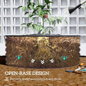 Galvanised Raised Garden Bed with Safety Edging, Outdoor Raised Planter Box with Gloves and Open Bottom, Metal Raised Bed for Flowers, Vegetables and Herbs, 120 x 120 x 43cm, Dark Grey