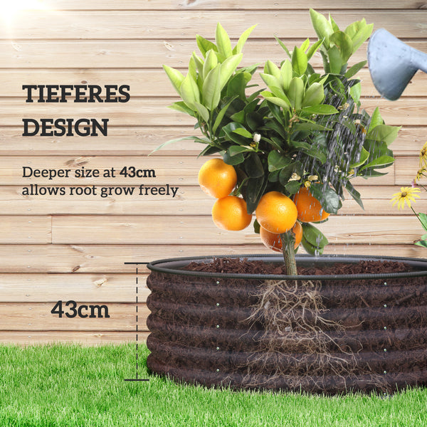 Galvanised Raised Garden Bed with Safety Edging, Outdoor Raised Planter Box with Gloves and Open Bottom, Metal Raised Bed for Flowers, Vegetables and Herbs, 120 x 120 x 43cm, Dark Grey