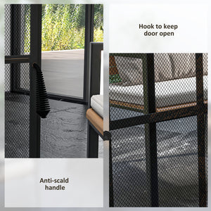 Foyer extérieur de 71 cm (28 po) avec cheminée, foyer à bois avec pare-étincelles et tisonnier, noir