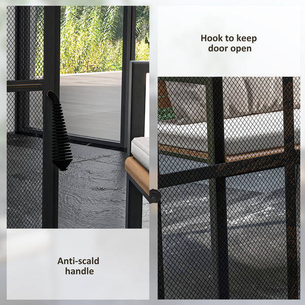Foyer extérieur de 71 cm (28 po) avec cheminée, foyer à bois avec pare-étincelles et tisonnier, noir