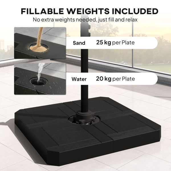 8' x 8' Offset Cantilever Patio Umbrella with Base Weights, UPF50+ Square Outdoor Cantilever Parasol with 360° Rotation, 5 Level Adjustable Tilt, Aluminum Pole, Dark Grey