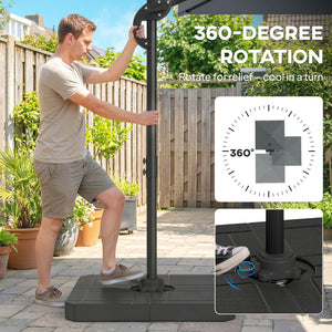 8' x 8' Offset Cantilever Patio Umbrella with Base Weights, UPF50+ Square Outdoor Cantilever Parasol with 360° Rotation, 5 Level Adjustable Tilt, Aluminum Pole, Dark Grey