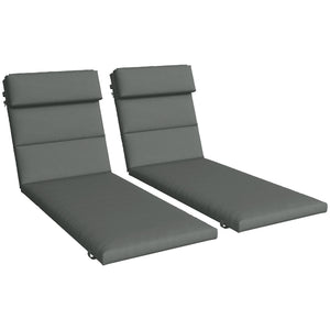 Set of 2 Outdoor Lounge Chair Cushions, Patio Chaise Lounge Cushions with Headrest and Ties, Water Resistant Replacement Sun Lounger Seat Pads, Grey