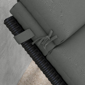 Set of 2 Outdoor Lounge Chair Cushions, Patio Chaise Lounge Cushions with Headrest and Ties, Water Resistant Replacement Sun Lounger Seat Pads, Grey