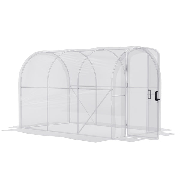 3 x 2 x 2m Polytunnel Greenhouse with 2 Hinged Door, Walk-in Grow House Tent with PE Cover and Galvanised Steel Frame, Clear