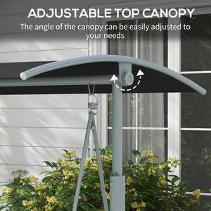 2 Person Porch Swing, Patio Swing Chair with Adjustable Canopy, Table and Storage bag for Outdoor, Garden, Backyard, Poolside, Black