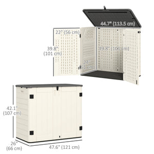 185 Gallon Outdoor Storage Cabinet Deck Box, Waterproof Horizontal Storage Shed with Openable Top and Lockable Doors for Lawnmower, Garbage Bin, Patio Accessories