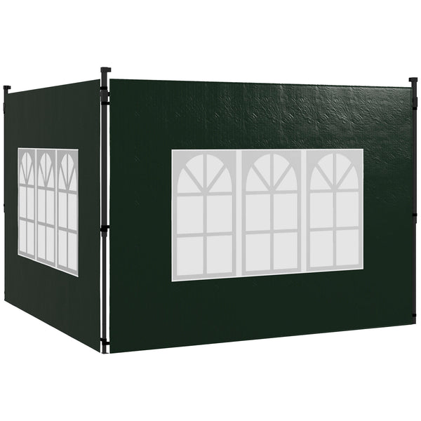 Gazebo Side Panels with Window for 3x3(m) or 3x6m Gazebo Canopy, 2 Pack Sides Replacement, Green