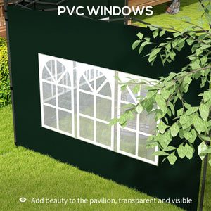 Gazebo Side Panels with Window for 3x3(m) or 3x6m Gazebo Canopy, 2 Pack Sides Replacement, Green