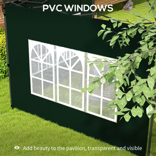 Gazebo Side Panels with Window for 3x3(m) or 3x6m Gazebo Canopy, 2 Pack Sides Replacement, Green