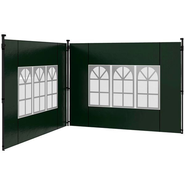 Gazebo Side Panels with Window for 3x3(m) or 3x6m Gazebo Canopy, 2 Pack Sides Replacement, Green
