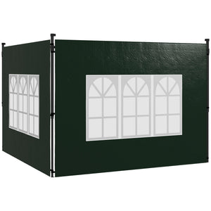 Gazebo Side Panels with Window for 3x3(m) or 3x6m Gazebo Canopy, 2 Pack Sides Replacement, Green
