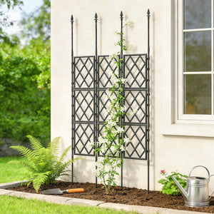 Foldable Garden Trellis, Lattice Climbing Support Trellis for Garden, DIY Assembly for Vines, Vegetables, Flowers, Fruits, 85 x 197 cm, Black