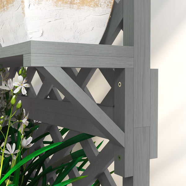 Wooden Planter with Trellis, Raised Garden Bed with Hanging Roof, Plant Shelf, Drainage Holes and Bed Liner for Climbing Plants, Flowers, 30" x 13" x 70", Grey