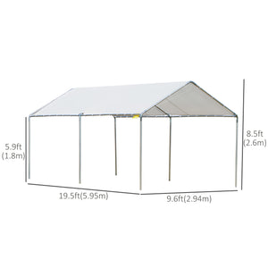 10' x 20' Carport Heavy Duty Galvanized Car Canopy with Included Anchor Kit, 3 Reinforced Steel Cables, White