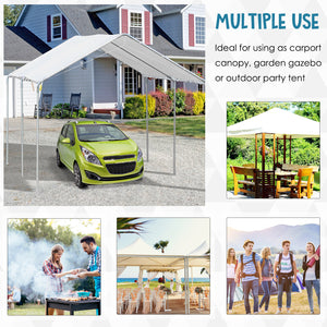 10' x 20' Carport Heavy Duty Galvanized Car Canopy with Included Anchor Kit, 3 Reinforced Steel Cables, White