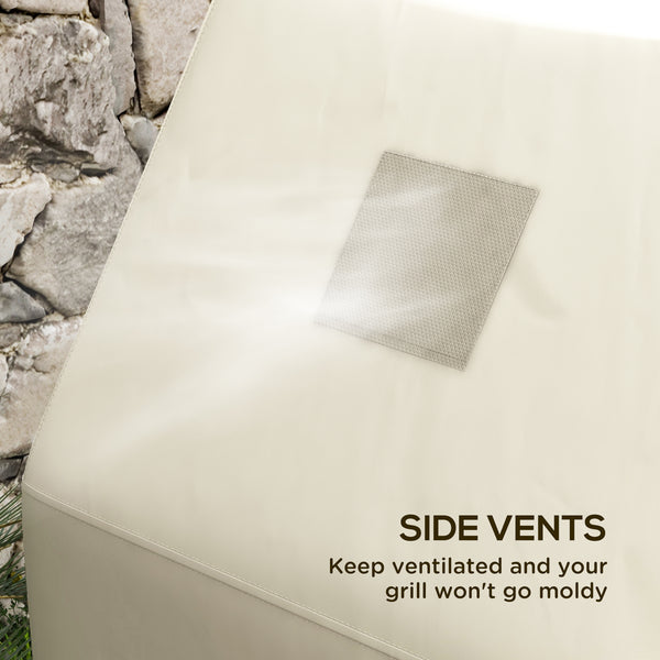 BBQ Cover for Rectangular Gas Grill, 300D Oxford Fabric Barbecue Covers, Waterproof UV Protection Rip-Proof, with Windproof Buckles, Beige, 152 x 66 x 115cm