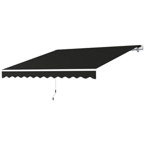3 x 2.5m Garden Patio Manual Awning, Retractable Canopy Sun Shade Shelter with Fittings and Crank Handle, Black