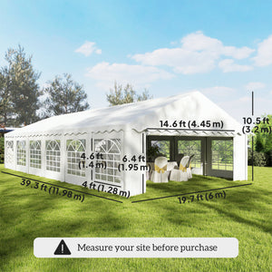 20' x 40' Heavy Duty Party Tent and Carport, Galvanized Outdoor Canopy Tent Event Tent with Removable Window Sidewalls for Parties, Wedding, Events, BBQ, White