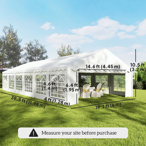 20' x 40' Heavy Duty Party Tent and Carport, Galvanized Outdoor Canopy Tent Event Tent with Removable Window Sidewalls for Parties, Wedding, Events, BBQ, White