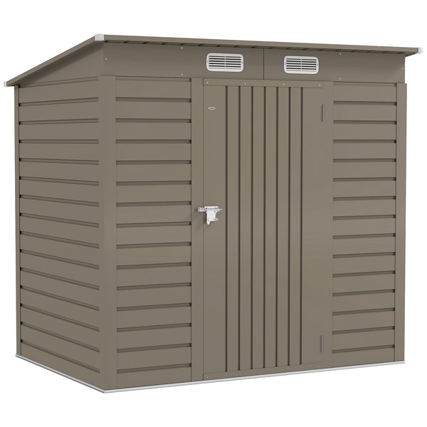 6 x 4FT Outdoor Storage Shed, Easy to Assemble Galvanized Metal Garden Shed, Waterproof Tool Shed with Lockable Door and 2 Vents for Backyard, Lawn, Patio, Light Grey