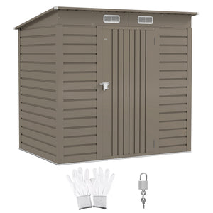 6 x 4FT Outdoor Storage Shed, Easy to Assemble Galvanized Metal Garden Shed, Waterproof Tool Shed with Lockable Door and 2 Vents for Backyard, Lawn, Patio, Light Grey