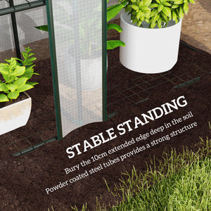 Lean-to Mini Greenhouse with 3 Tier Shelves, Portable Garden Hot House with 3 Roll-Up Doors for Indoor Outdoor, 84.6"x18.1"x56.7", White