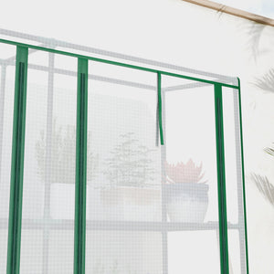 Lean-to Mini Greenhouse with 3 Tier Shelves, Portable Garden Hot House with 3 Roll-Up Doors for Indoor Outdoor, 84.6"x18.1"x56.7", White