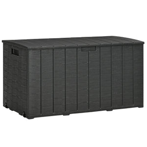 336 Litre Garden Storage Box, Water-resistant Heavy Duty Double Wall Plastic Container, Extra Large Outdoor Garden Furniture Organizer, Deck Cushion Chest with Wheels and Handles, Black