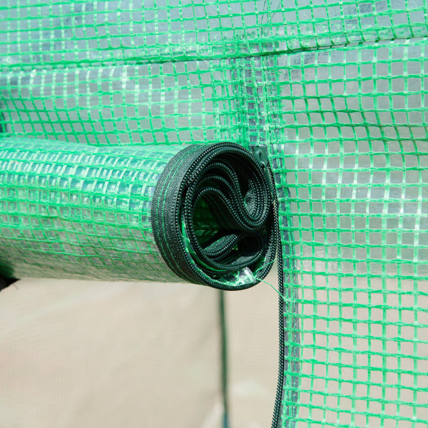13' x 10' x 6.6'  Walk-in Polytunnel Greenhouse, Outdoor Garden Tunnel Greenhouse Tent with Zipped Roll-Up Door and 6 Mesh Windows, Green