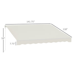 Outsunny 12' x 10' Electric Awning, Retractable Awning, UV Protection Sun Shade Shelter with Remote Controller and Manual Crank Handle for Deck, Balcony, Yard, Cream White