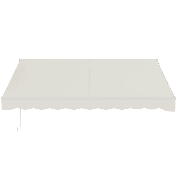 12' x 10' Electric Awning, Retractable Awning Sun Shade Shelter with Remote Controller, Manual Crank Handle and Aluminum Frame, for Deck, Balcony, Yard, Cream White
