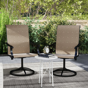 Outdoor Patio Swivel Chairs Set of 2, High Back Patio Dining Chairs with All-Weather Mesh Fabric and Metal Frame for Backyard, Lawn, Porch or Garden, Brown