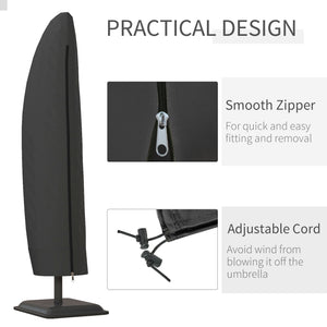 Waterproof Patio Umbrella Cover for 10ft to 13ft Outdoor Offset Umbrella with Zipper, Black