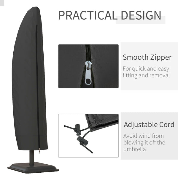 Waterproof Patio Umbrella Cover for 10ft to 13ft Outdoor Offset Umbrella with Zipper, Black
