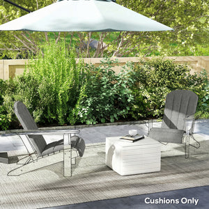 Adirondack Chair Cushion Set of 2, Outdoor Chair Cushions, High Back Patio Chair Cushions with Ties, Non-Slip Replacement Seat Cushion for Patio Furniture, Dark Grey