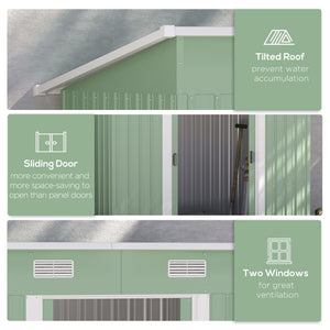 7'x 4' Outdoor Storage Shed, Metal Garden Shed with Lockable Double Doors, Foundation Kit and Vents for Patio, Backyard, Tool Storage, Light Green