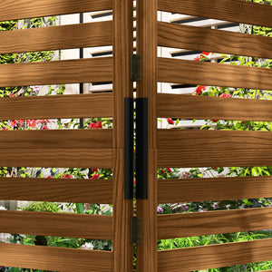 Freestanding Outdoor Privacy Screen, 4 Self-Draining Planters / Raised Garden Beds, 3 Hinged Panels for Hot Tub, Patio, Backyard, Deck, Natural