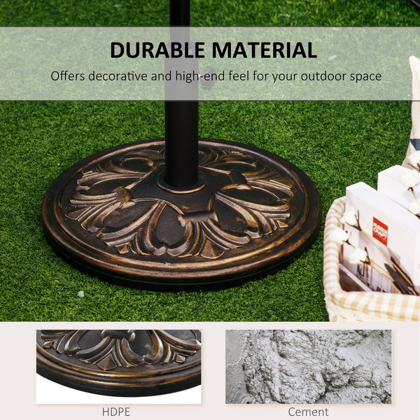 13kg Round HDPE Parasol Base Sun Umbrella Concrete Weight Stand Holder Patio Outdoor Garden, Bronze Tone