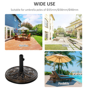 13kg Round HDPE Parasol Base Sun Umbrella Concrete Weight Stand Holder Patio Outdoor Garden, Bronze Tone